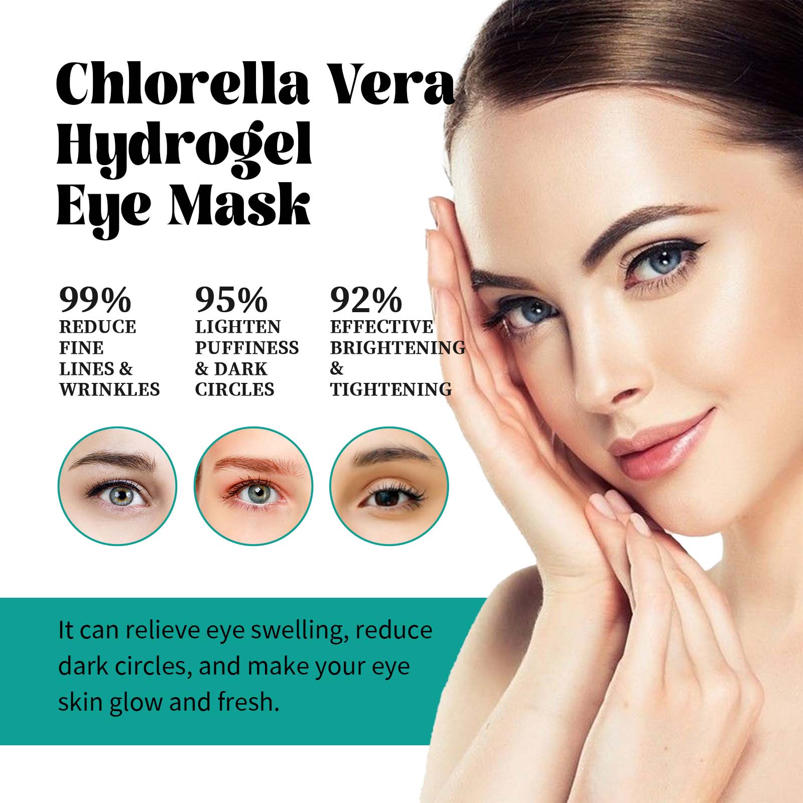 Chlorella Vera hydrogel eye mask benefits - reduces puffiness and dark circles