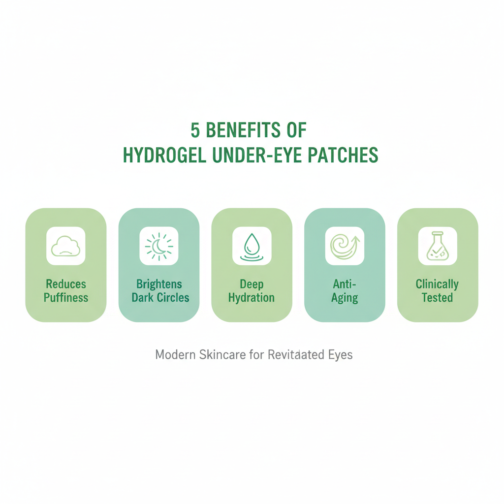5 benefits of Chlorella Vera hydrogel under-eye patches - reduces puffiness, brightens dark circles, deep hydration, anti-aging, dermatologist tested
