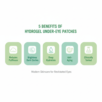 5 benefits of Chlorella Vera hydrogel under-eye patches - reduces puffiness, brightens dark circles, deep hydration, anti-aging, dermatologist tested