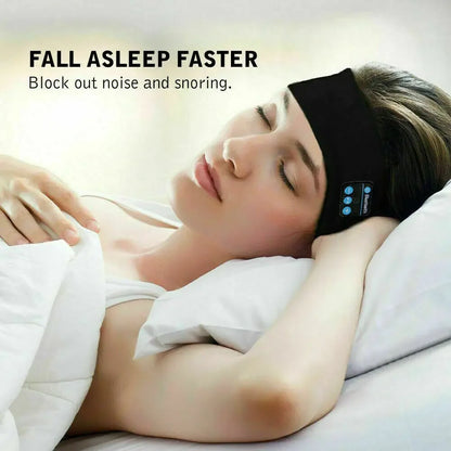 Woman sleeping comfortably with Bluetooth sleep headphones headband