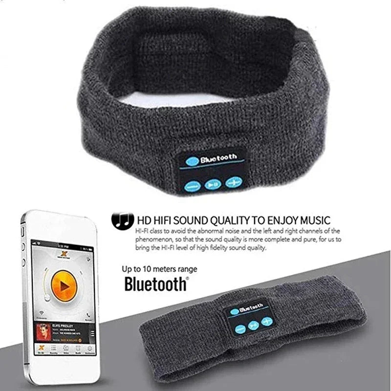 Black Bluetooth sleep headband with built-in speakers